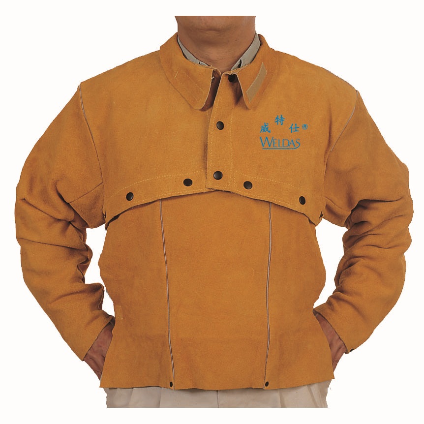 威特仕WELDAS 金黄色皮焊服系列 开背式焊服 型号44-2028 XL