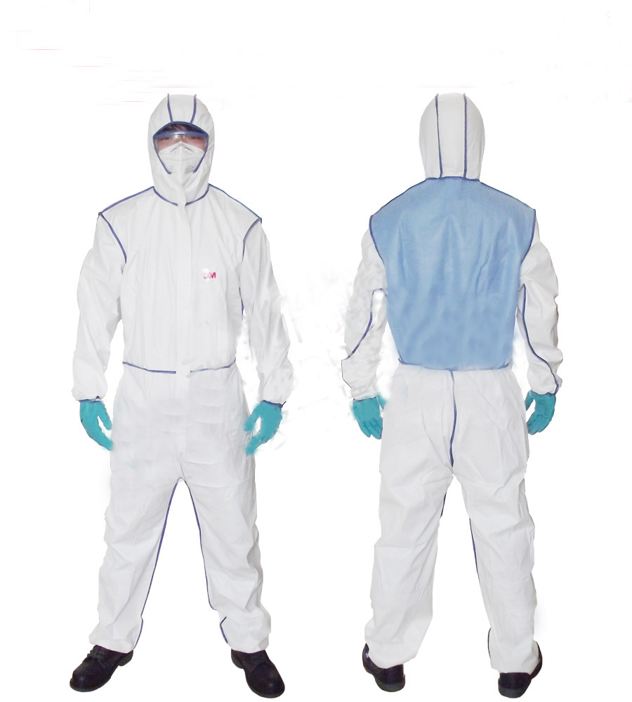 3M 4535白色带帽连体防护服XXL（蓝色背部透气）（Type 5&6类防护）（GT700004770）