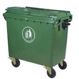 四轮移动平盖塑料垃圾桶 （ZTL-1100A/绿）