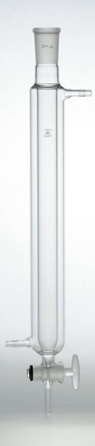 外套付クロマト管　カラムφ４０|||上：２９　３００㎜　硝子コック/地幔色谱柱管φ40| | |：29 300毫米的玻璃旋塞