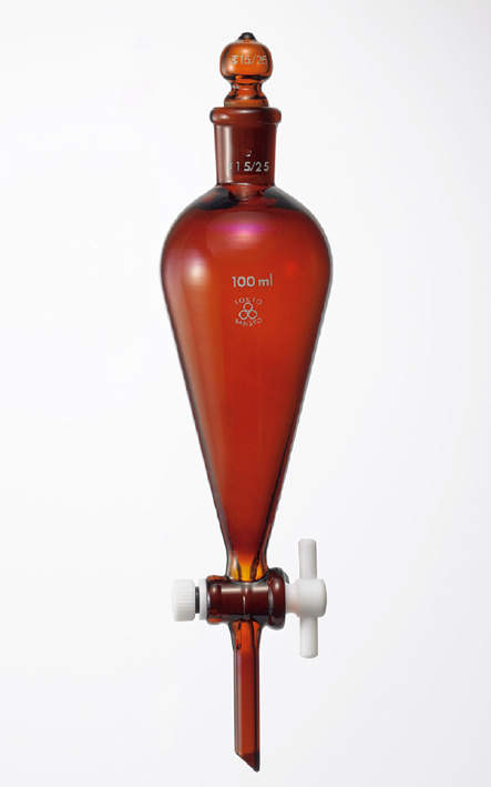 三商 分液ロート 茶 スキーブ型|||300ml PTFEコック/山椒漏斗型茶Sukibu | | |300毫升PTFE公鸡