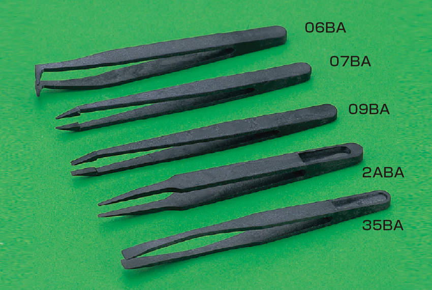 プラスチックピンセット|||導電(黒) US-35BA/