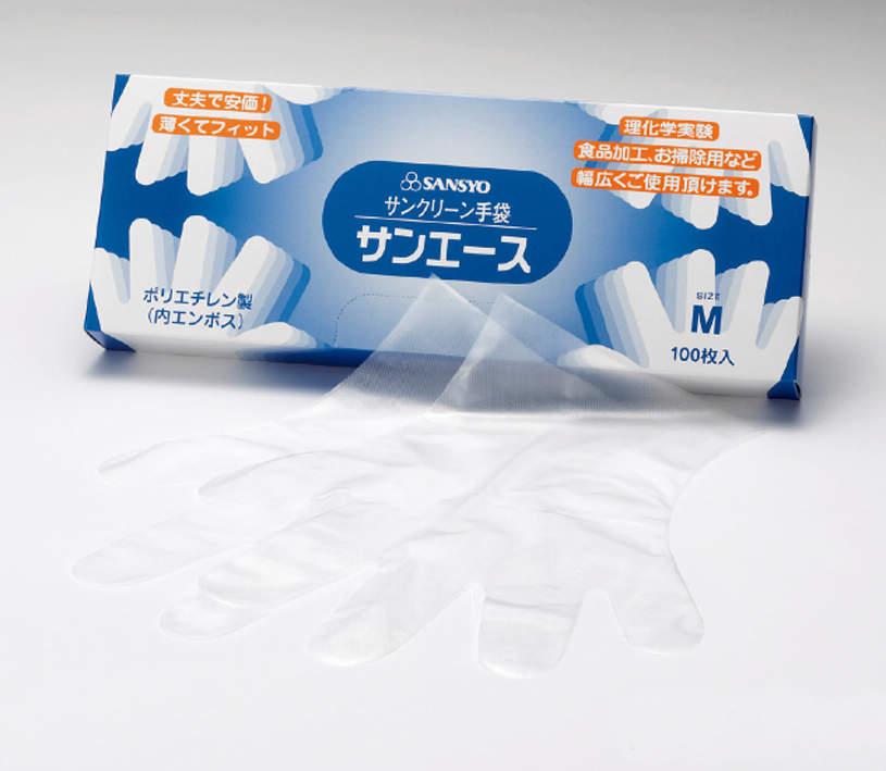 サンクリーン手袋 サンエース|||内エンボス S 100枚入/100枚入压花S |圣干净的手套SAN ACE | |