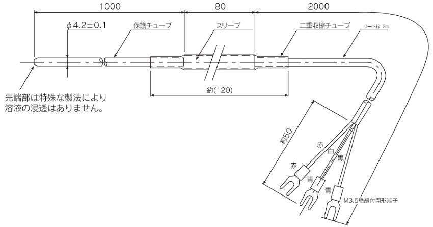 東邦電子　ＴＥ－ＪＰｔ|||フッ素樹脂ﾁｭｰﾌﾞ型温度センサー/东宝电子TE-JPT | | |氟树脂管式温度传感器