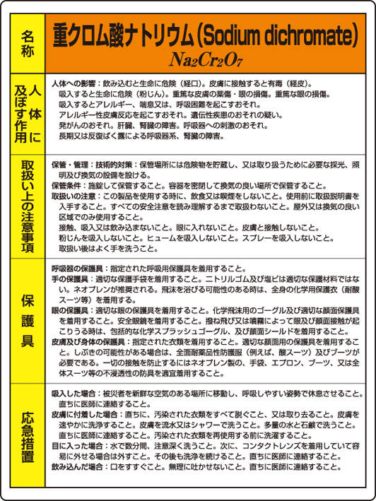 特定化学物質標識　８１５－０４Ａ|||重クロム酸ナトリウム/