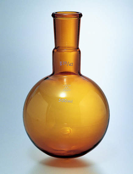 透明摺合せ丸型フラスコ 茶色|||1000ml 栓24/40/棕色透明滑动配合圆底烧瓶| | |千毫升塞24/40