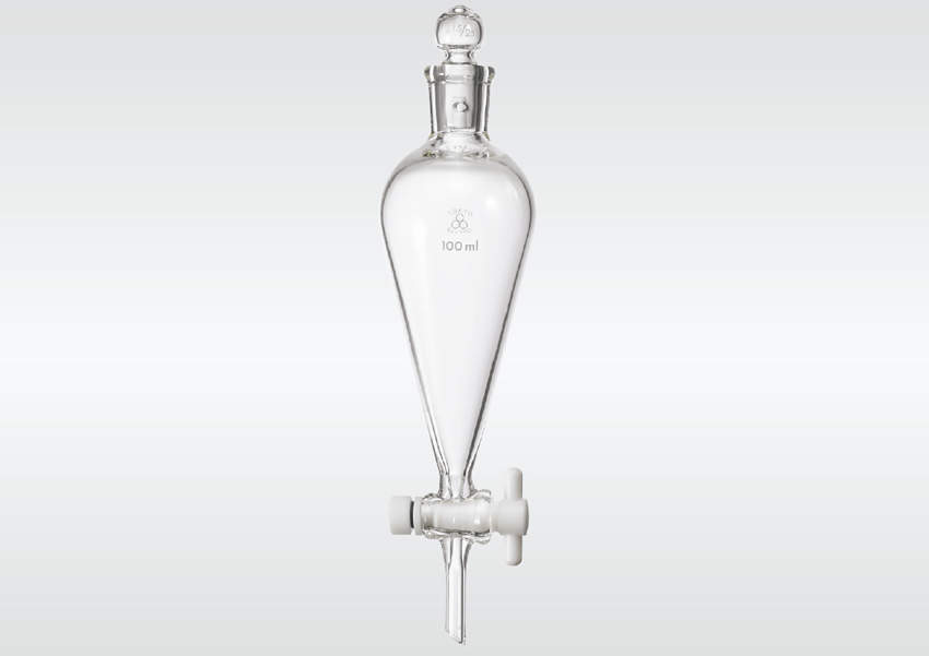 三商分液ロートスキーブ型500ml|||透明摺合せ玉栓 PTFEコック/山椒分离Rotosukibu型500毫升| | |透明滑动健身球PTFE公鸡公鸡
