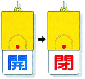 回転式両面表示板 857-31|||バルブ開閉表示/