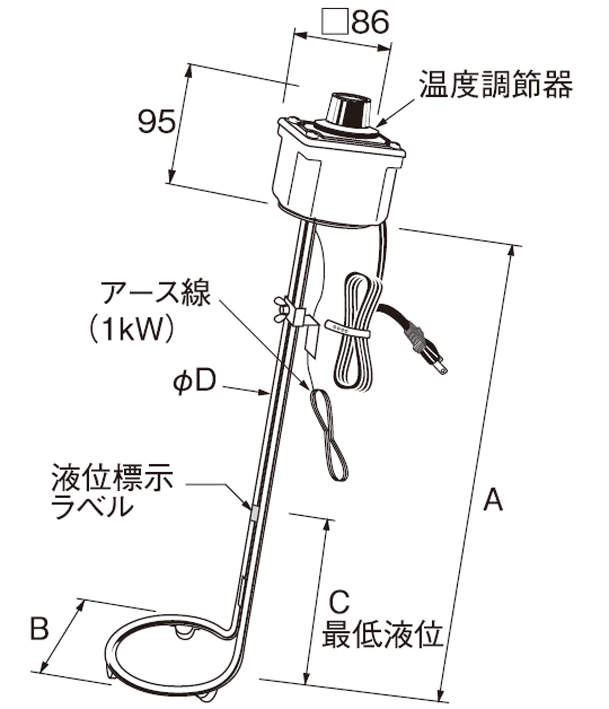 八光 温調付バケツ用ヒーター|||ACW1110 100V 1kW 410㎜/发酵温度控制用水桶加热器| | | ACW1110 100V 1kW的410毫米