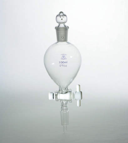 共通分液ロート球形上15下15|||PTFEコック付 100ml/