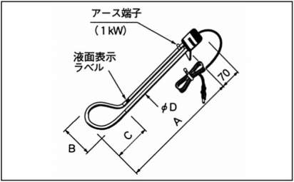八光 投込みヒーター A型|||AWA1503 水用 単相100V 300W/发酵浸入式加热器型A | | | AWA1503水为单相100V 300W