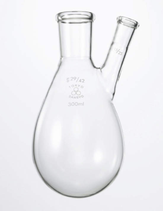 透明摺合せナス型フラスコ|||二口 500ml/