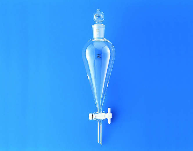 三商印 分液ロート スキーブ形|||PTFEコック付 3000ml/山椒分钟的标志Rotosukibu液体的形式| | | PTFE公鸡3000毫升