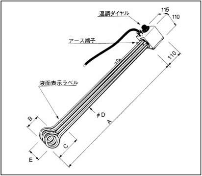 八光　温調付投込ヒーター　Ｂ型|||BCW3021　水用　三相200V　2kW/三相200V 2kW的BCW3021，水发酵温度控制器采用浸入式加热器类型乙| | 