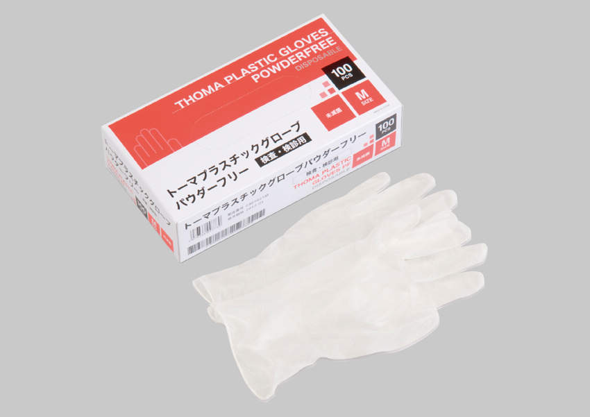 トーマ プラスチックグローブ M|||パウダーフリー検査検診用100入/托马塑料手套M | | |无粉检查筛查100输入