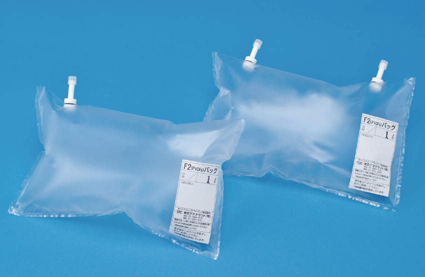 F2sガスサンプリングバッグ 50L|||2ヶ口 Bタイプ φ8㎜コック付/F2S气体采样袋50L | | | 2半年嘴里B型φ8毫米公鸡