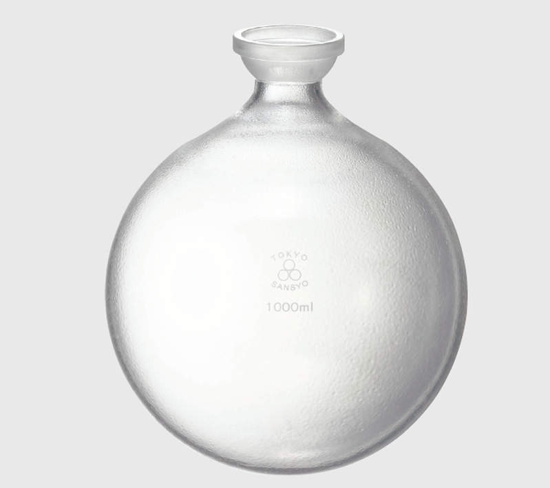 球面摺合せ丸底フラスコ S-35|||ETFEコート 500ml/